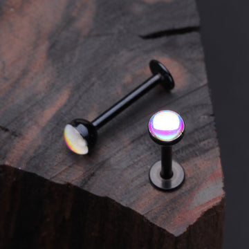 Detail View 1 of Colorline Iridescent Revo Sparkle Steel Labret-Black